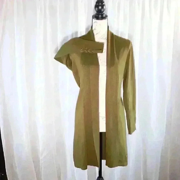 Premise Olive Green Longer Length Open Front Cardigan Size Large - Picture 1 of 10